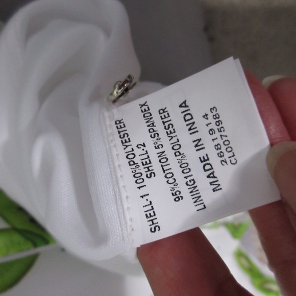 Eshakti Dress‎ XL Kiwi Prink Empire Waist Pleat Crepe Flowy Pockets Novelty Boho - Picture 6 of 14